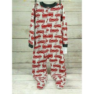 Carter's Boys 1 Piece Tight -Fit Winter Footie Zipper Pajama Trains Gray/Red 5